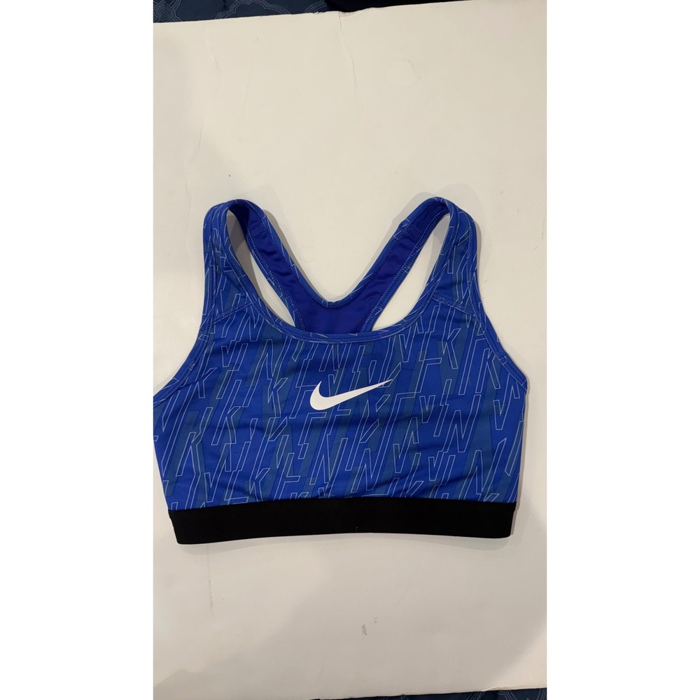 Nike Pro Women Blue Geometric Print Racerback Sports Bra 832088-466 Small